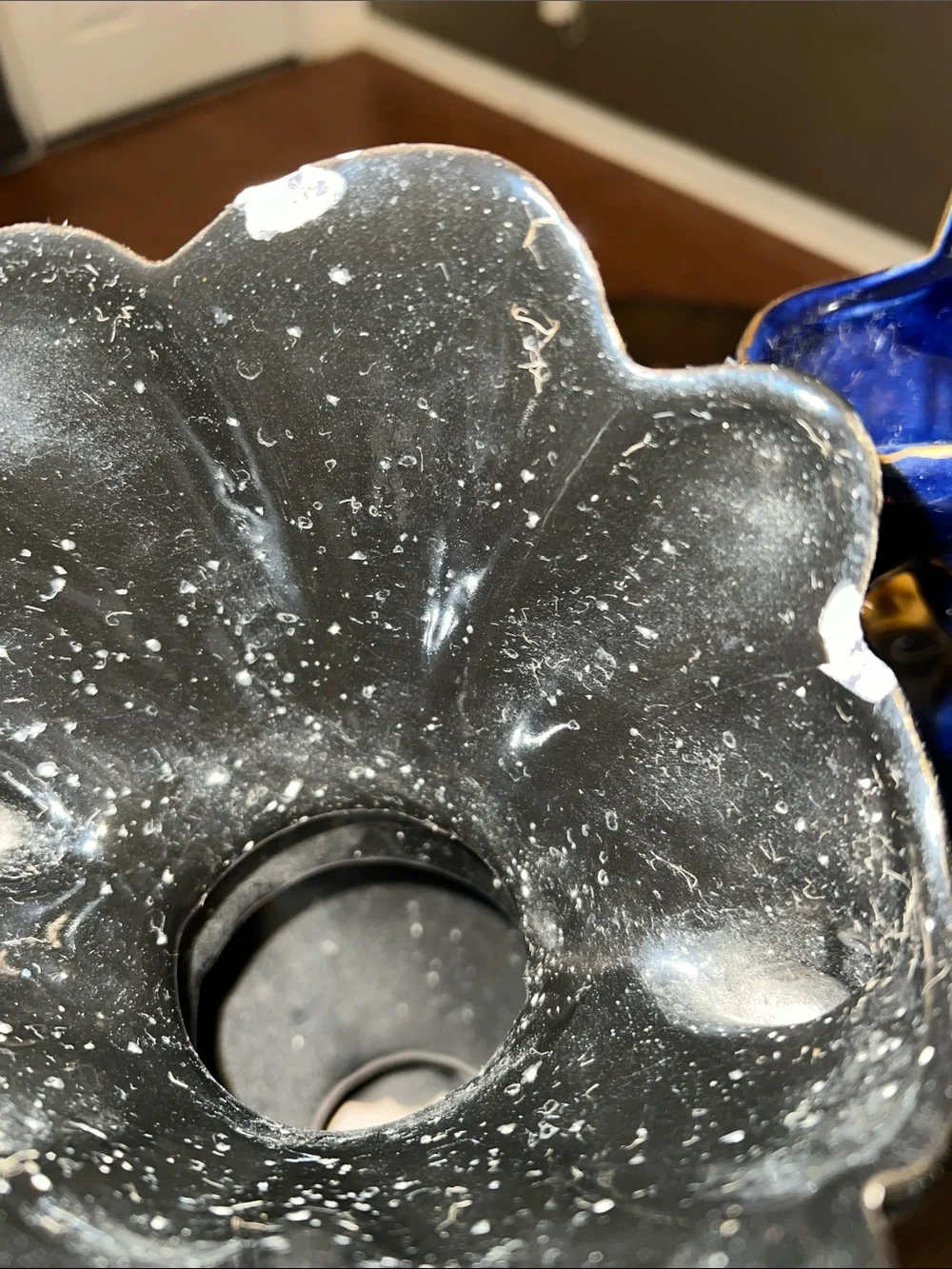 Pair of Decorative Ceramic Vases - Black and Blue Floral Accents